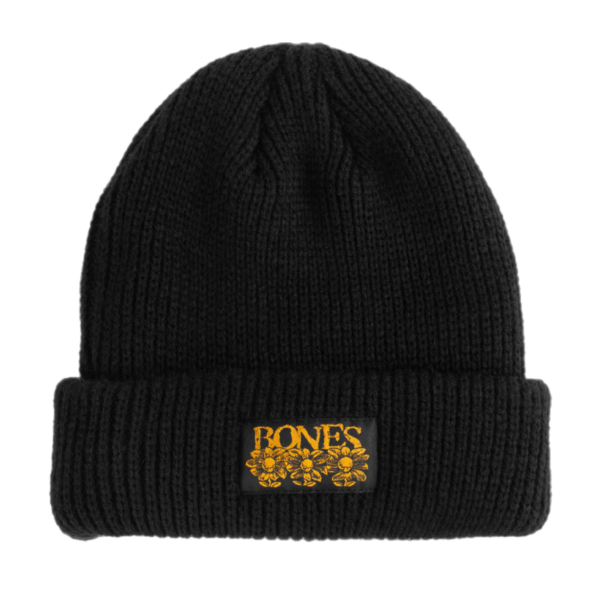 Bones Pushing Up Daisies Beanie Black