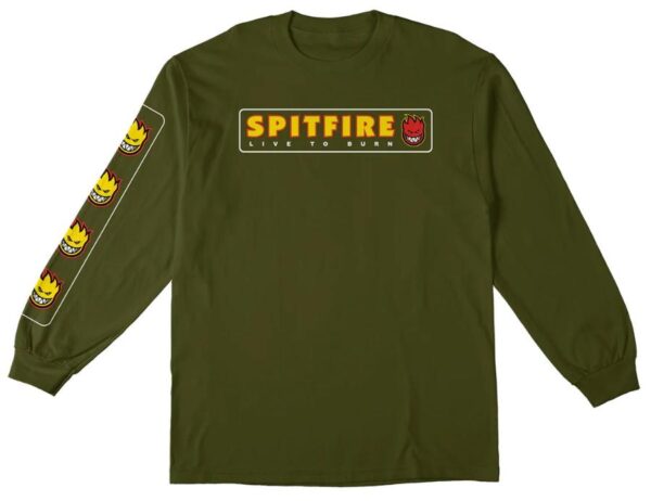 SPITFIRE LIVE TO BURN SLEEVE L/S TEE (MILITARY GREEN)