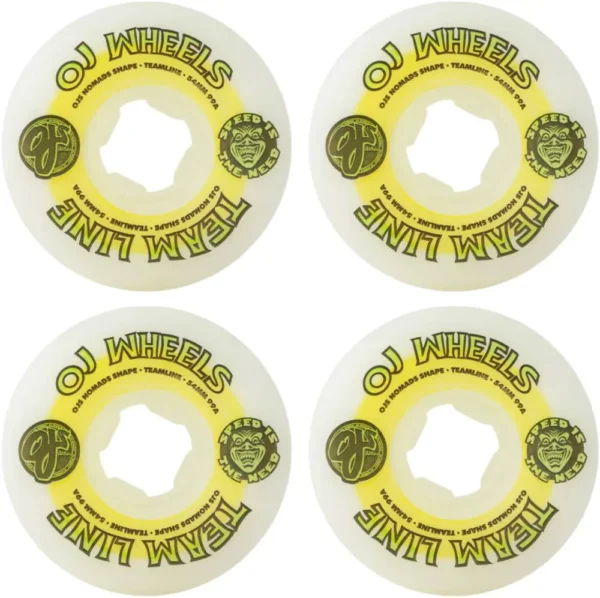 oj wheels Team Line Original White Yellow/Green Hardline 54mm 99a