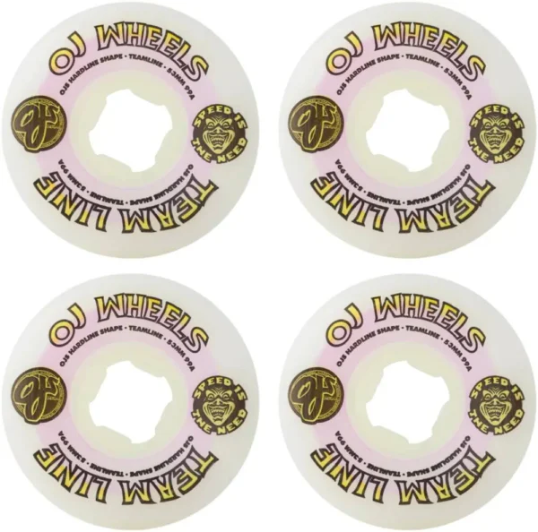 oj wheels Team Line Original White Purple/Yellow Hardline 53mm 99a