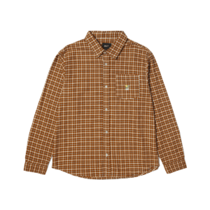 HUF ECHO OXFORD PLAID SHIRT russet