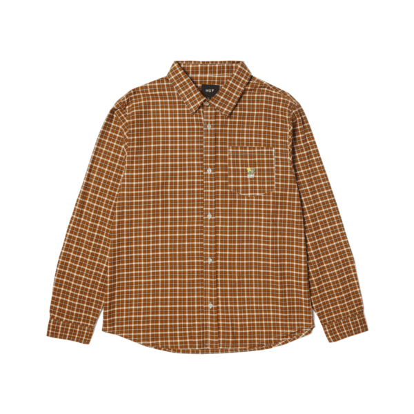 HUF ECHO OXFORD PLAID SHIRT russet