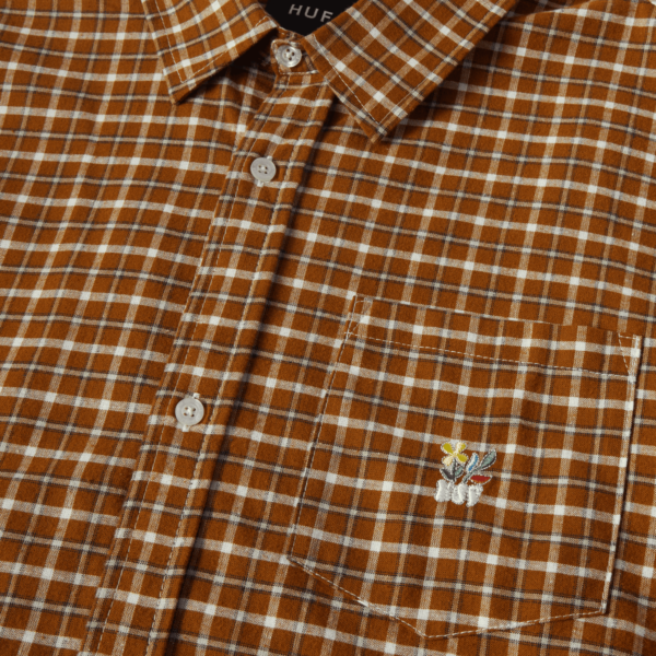 HUF ECHO OXFORD PLAID SHIRT russet