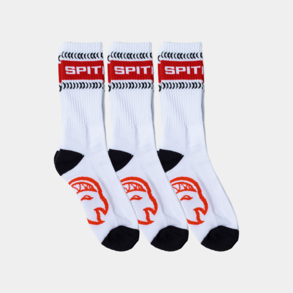 SPITFIRE CLASSIC '87 BIGHEAD SWIRL 3-PACK SOCKS WHITE BLACK RED OS