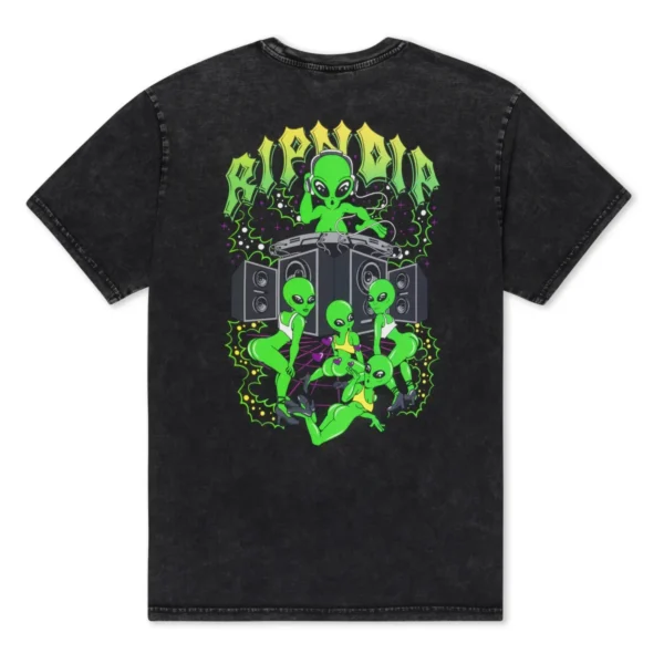 RIPNDIP GALACTIC DANCE FLOOR T-SHIRT BLACK MINERAL WASH