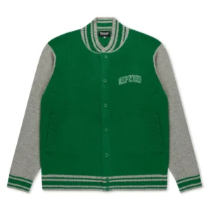 RIPNDIP TEAM SPIRIT VARSITY CARDIGAN (GREEN/GREY)