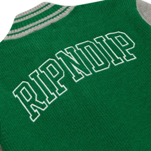 RIPNDIP TEAM SPIRIT VARSITY CARDIGAN (GREEN/GREY)