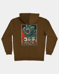 SANTA CRUZ X GODZILLA HAND HEAVYWEIGHT HOODIE BROWN