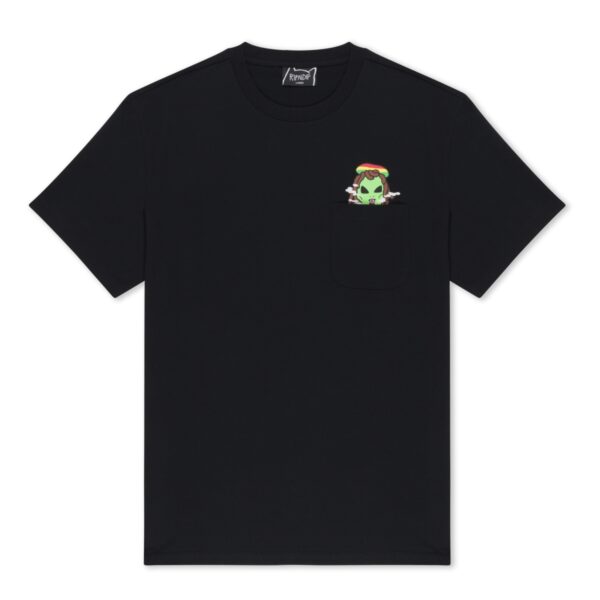 RIPNDIP SMOKING RASTA ALIEN POCKET T-SHIRT BLACK