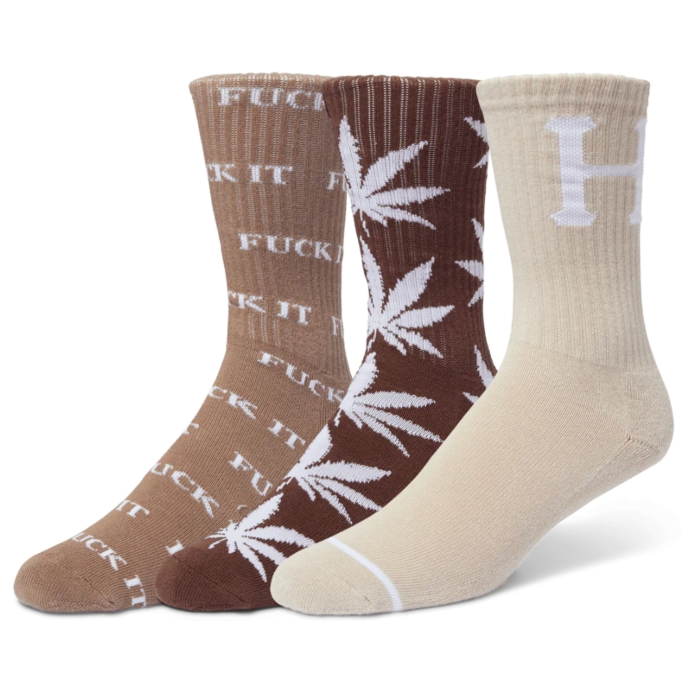 HUF Huf Variety 3 Pack Sock - Dark Brown/Brown/Oatmeal