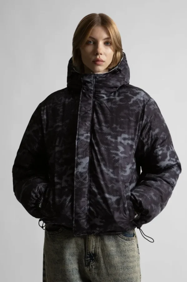 WASTED WASTED DIGICAMO REVERSIBLE PUFFER (CAMO WHITE / BLACK )