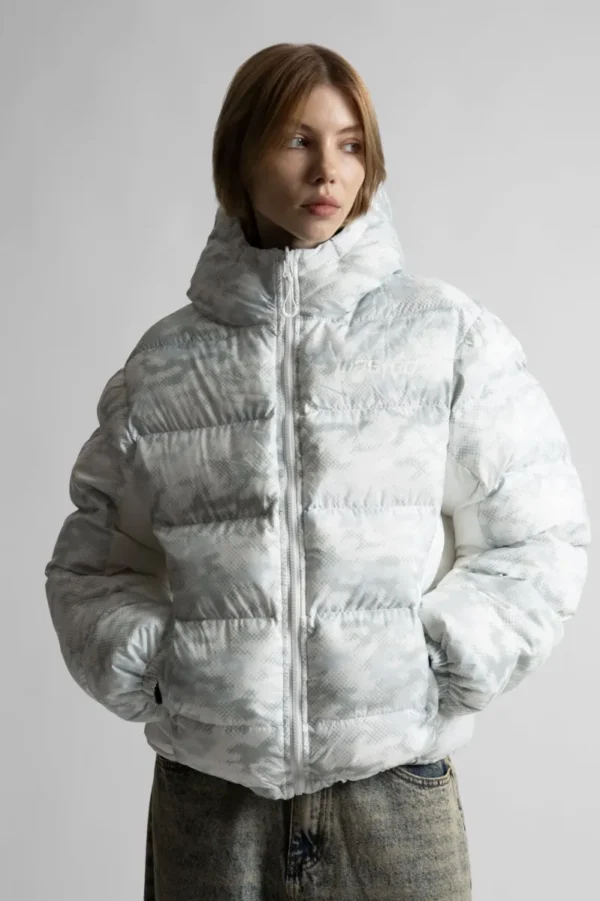 WASTED WASTED DIGICAMO REVERSIBLE PUFFER (CAMO WHITE / BLACK )