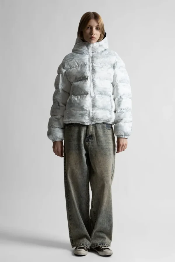 WASTED WASTED DIGICAMO REVERSIBLE PUFFER (CAMO WHITE / BLACK )