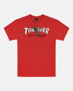 THRASHER RED CURB BY LSD WORLDPEACE T-SHIRT (RED)