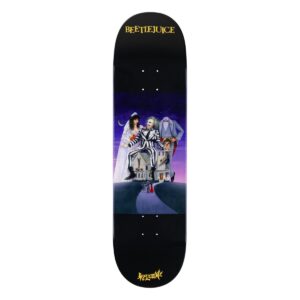 WELCOME x BEETLEJUICE SHOWTIME ON Skateboard Deck POPSICLE BLACK PURPLE DIP 9"